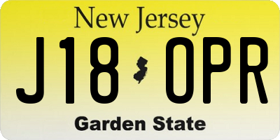 NJ license plate J18OPR
