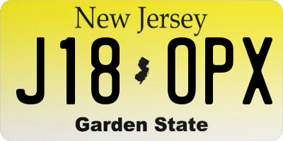 NJ license plate J18OPX