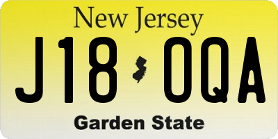 NJ license plate J18OQA