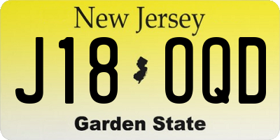 NJ license plate J18OQD