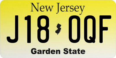 NJ license plate J18OQF