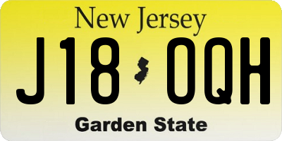 NJ license plate J18OQH