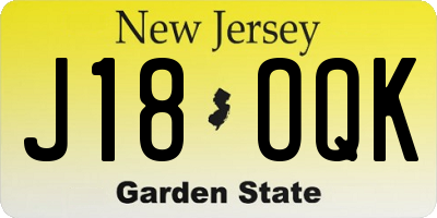 NJ license plate J18OQK