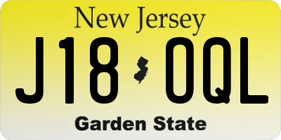 NJ license plate J18OQL