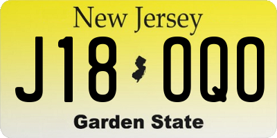 NJ license plate J18OQO