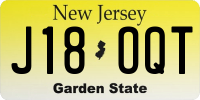 NJ license plate J18OQT