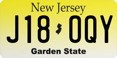 NJ license plate J18OQY