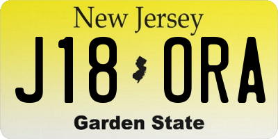 NJ license plate J18ORA