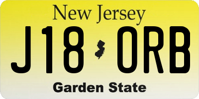 NJ license plate J18ORB