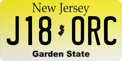 NJ license plate J18ORC