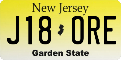 NJ license plate J18ORE