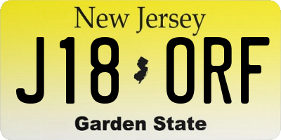 NJ license plate J18ORF