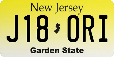 NJ license plate J18ORI