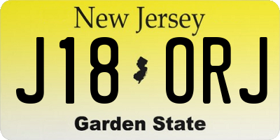 NJ license plate J18ORJ