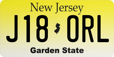NJ license plate J18ORL