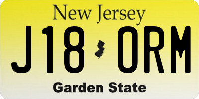 NJ license plate J18ORM