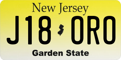 NJ license plate J18ORO