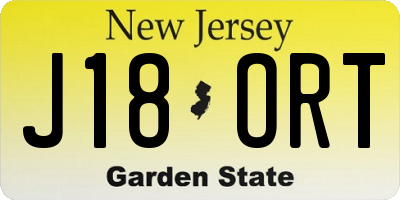 NJ license plate J18ORT