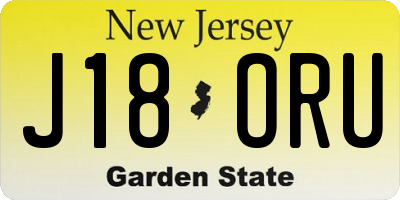 NJ license plate J18ORU