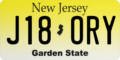 NJ license plate J18ORY