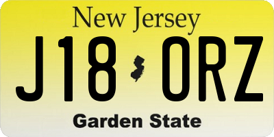 NJ license plate J18ORZ