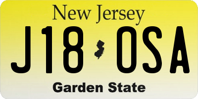 NJ license plate J18OSA