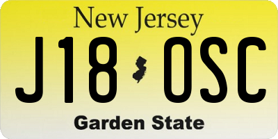 NJ license plate J18OSC