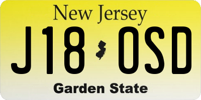NJ license plate J18OSD