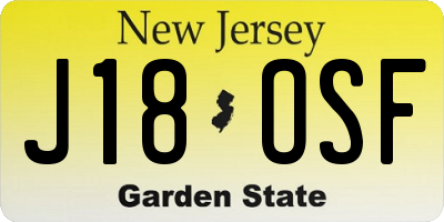 NJ license plate J18OSF