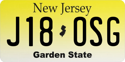 NJ license plate J18OSG