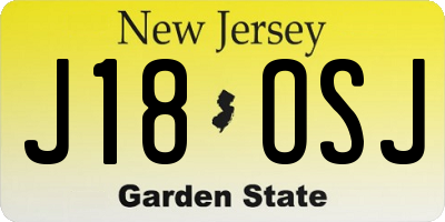 NJ license plate J18OSJ