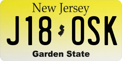 NJ license plate J18OSK