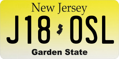 NJ license plate J18OSL