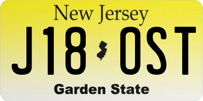 NJ license plate J18OST