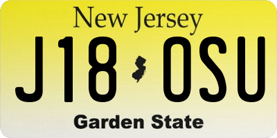 NJ license plate J18OSU