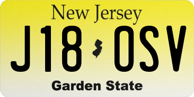 NJ license plate J18OSV