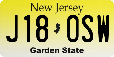 NJ license plate J18OSW