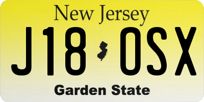 NJ license plate J18OSX