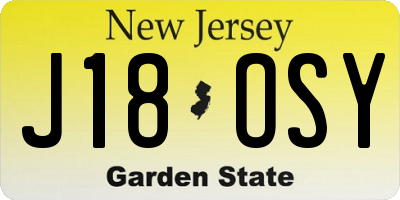 NJ license plate J18OSY