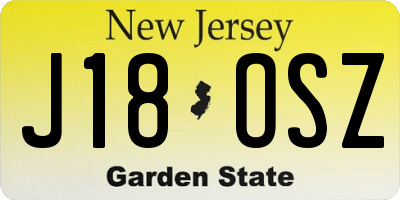 NJ license plate J18OSZ