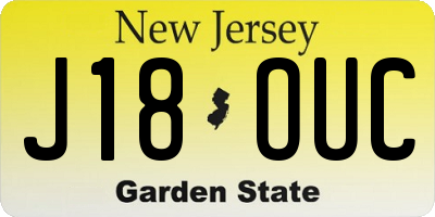NJ license plate J18OUC