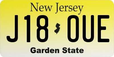 NJ license plate J18OUE