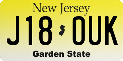 NJ license plate J18OUK