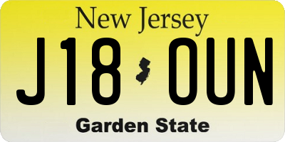 NJ license plate J18OUN
