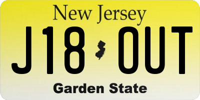 NJ license plate J18OUT