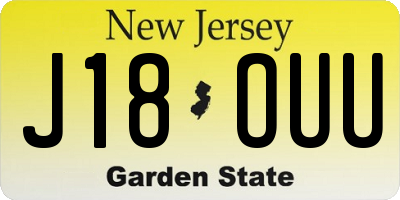 NJ license plate J18OUU