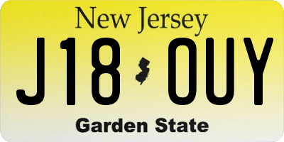 NJ license plate J18OUY