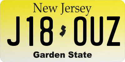 NJ license plate J18OUZ