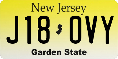 NJ license plate J18OVY
