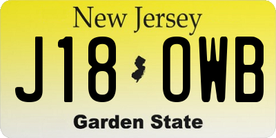 NJ license plate J18OWB